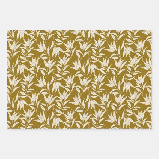  Botanisch Bloemblad Blauwgroen Mosterdperzik Inpakpapier Vel (Voorkant 2)