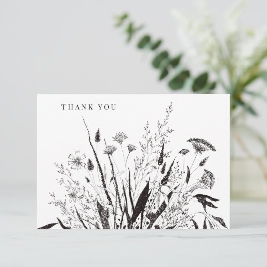 Botanisch Bloemen Boeket Dank u Opmerkingen Bedankkaart (Staand voorkant)