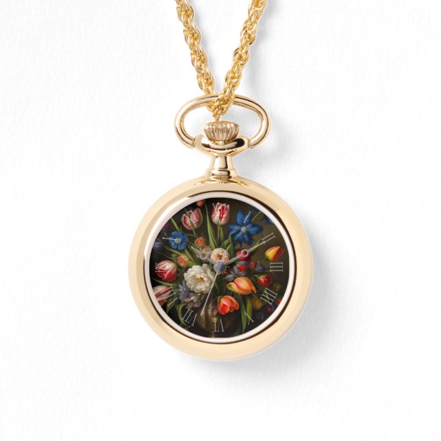  Botanisch Bloemen Boeket Schilderij W Horloge (Voorkant)