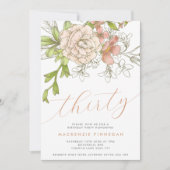 Botanisch Bloemen Dertigste Verjaardagsfeest Kaart (Voorkant)