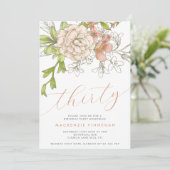 Botanisch Bloemen Dertigste Verjaardagsfeest Kaart (Staand voorkant)