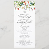 Botanisch Bloemen Huwelijksprogramma Programmakaart (Voorkant)