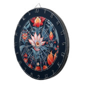 Botanisch Bloemen Patroon Rood Blauw Vrouwelijk Dartbord (Voorkant Rechts)
