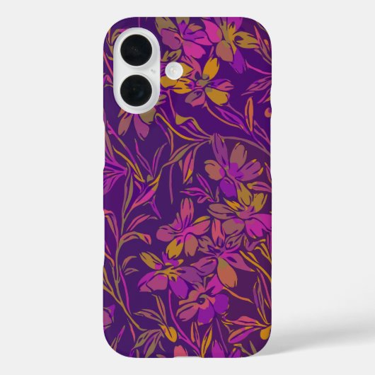 Botanisch bloemenpatroon in donker Paars Case-Mate iPhone Case (Achterkant)