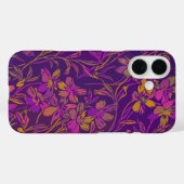 Botanisch bloemenpatroon in donker Paars Case-Mate iPhone Case (Achterkant (horizontaal))