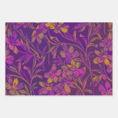 Botanisch bloemenpatroon in donker Paars Inpakpapier Vel (Voorkant 3)