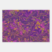 Botanisch bloemenpatroon in donker Paars Inpakpapier Vel (Voorkant)
