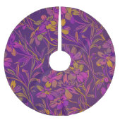 Botanisch bloemenpatroon in donker Paars Kerstboom Rok (Voorkant)