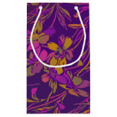 Botanisch bloemenpatroon in donker Paars Klein Cadeauzakje (Achterkant)