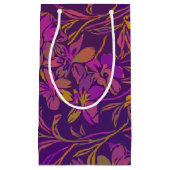 Botanisch bloemenpatroon in donker Paars Klein Cadeauzakje (Voorkant)