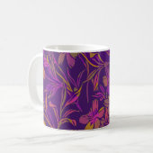 Botanisch bloemenpatroon in donker Paars Koffiemok (Voorkant links)