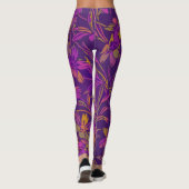 Botanisch bloemenpatroon in donker Paars Leggings (Achterkant)