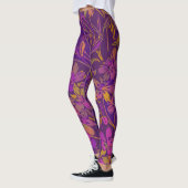 Botanisch bloemenpatroon in donker Paars Leggings (Links)