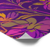 Botanisch bloemenpatroon in donker Paars Poster (Hoek)