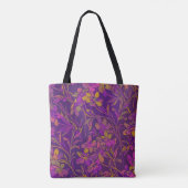 Botanisch bloemenpatroon in donker Paars Tote Bag (Achterkant)