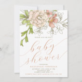  botanisch bloemig Baby shower Kaart (Voorkant)