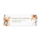 Botanisch Bloemig Bruidsdiner Retouradres Etiket (Voorkant)