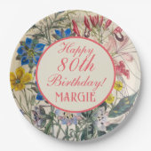  botanisch bloemkoraal papieren bordje (Voorkant)