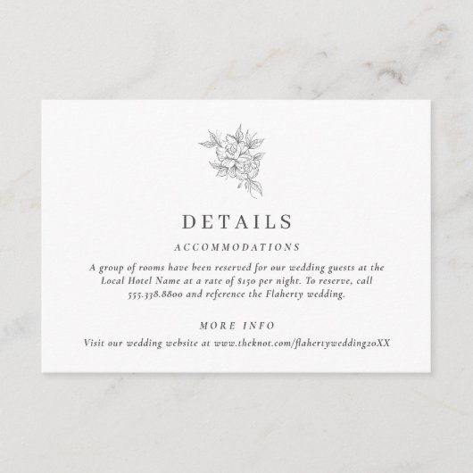 Botanisch Bloemmonogram Details Kaart (Voorkant)