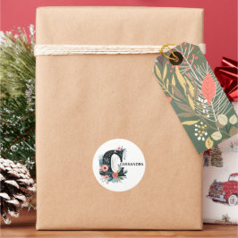 Botanisch bloemmonogram letter C Ronde Sticker