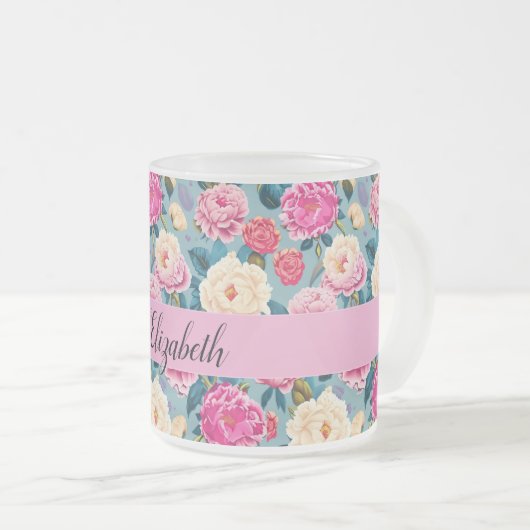 botanisch bloemontwerp matglas koffiemok (Voorkant rechts)