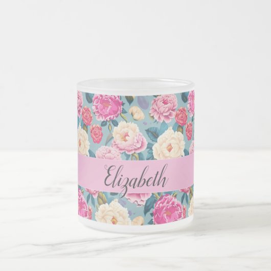  botanisch bloemontwerp matglas koffiemok (Center)