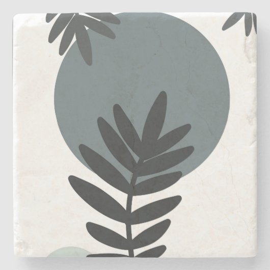 Botanisch bloemontwerp stenen onderzetter (Voorkant)