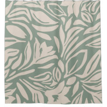 Botanisch bloempatroon in salie en crème