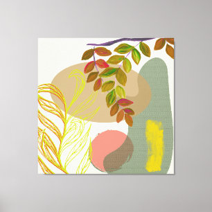 Botanisch Boho Geel Groen Canvas Afdruk