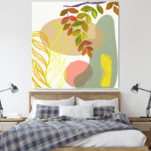 Botanisch Boho Geel Groen Canvas Afdruk (Insitu (Slaapkamer))