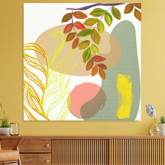 Botanisch Boho Geel Groen Canvas Afdruk (Insitu (Woonkamer))