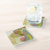 Botanisch Boho Geel Groen Glazen Onderzetter (Schuin)