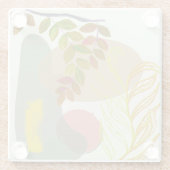 Botanisch Boho Geel Groen Glazen Onderzetter (Achterkant)