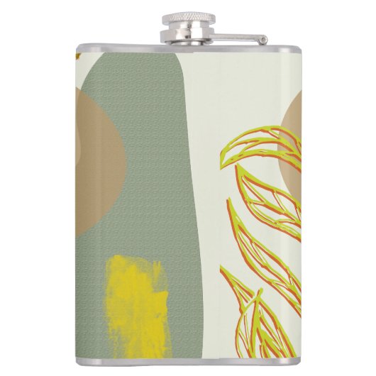 Botanisch Boho Geel Groen Heupfles (Achterkant)