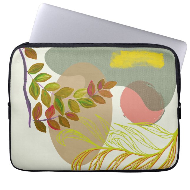Botanisch Boho Geel Groen Laptop Sleeve (Voorkant)