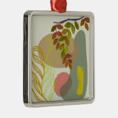 Botanisch Boho Geel Groen Metalen Ornament (Rechts)