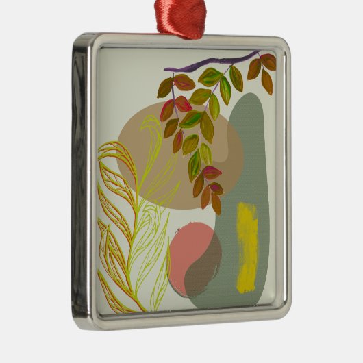 Botanisch Boho Geel Groen Metalen Ornament (Rechts)