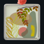 Botanisch Boho Geel Groen Metalen Ornament<br><div class="desc">Botanisch boho-ontwerp met magenta,  groene,  gele en bruine kleuren en florale elementen.</div>