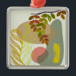 Botanisch Boho Geel Groen Metalen Ornament<br><div class="desc">Botanisch boho-ontwerp met magenta,  groene,  gele en bruine kleuren en florale elementen.</div>