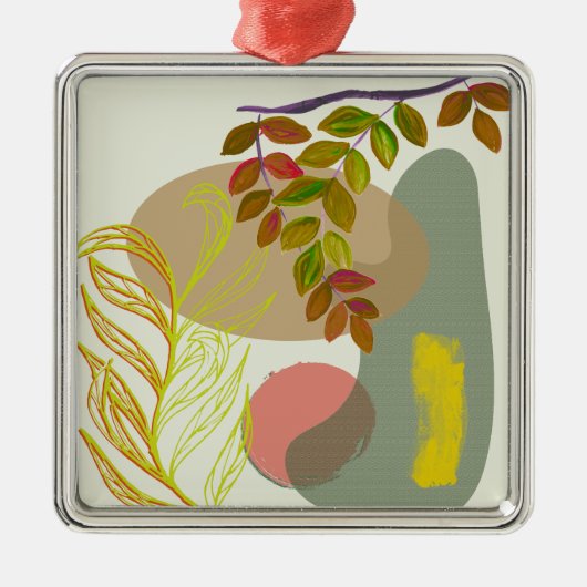 Botanisch Boho Geel Groen Metalen Ornament (Voorkant)