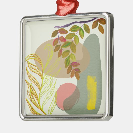 Botanisch Boho Geel Groen Metalen Ornament (Links)