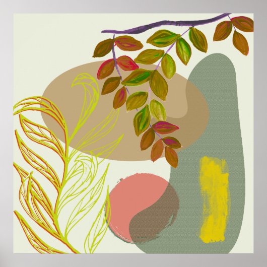 Botanisch Boho Geel Groen Poster (Voorkant)