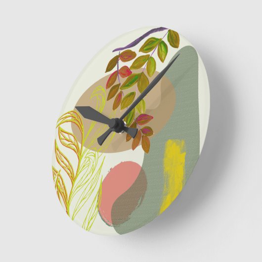 Botanisch Boho Geel Groen Ronde Klok (Hoek)