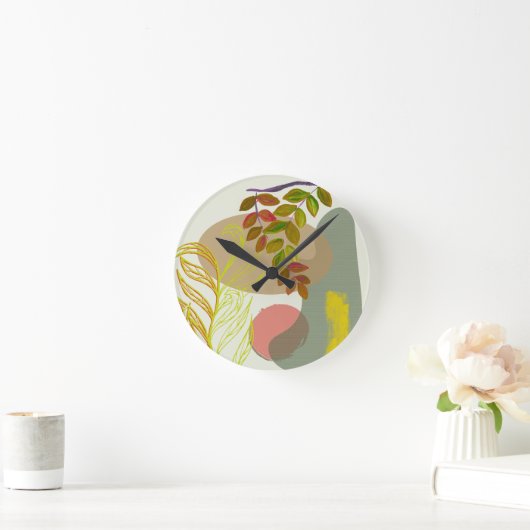 Botanisch Boho Geel Groen Ronde Klok (Huis)