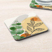 Botanisch Boho Groen Sinaasappel Bier Onderzetter (Linkerzijde)