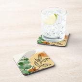 Botanisch Boho Groen Sinaasappel Bier Onderzetter (Rechterzijde)