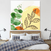 Botanisch Boho Groen Sinaasappel Canvas Afdruk (Insitu (Slaapkamer))