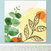 Botanisch Boho Groen Sinaasappel Canvas Afdruk (Insitu (Houten vloer))