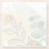 Botanisch Boho Groen Sinaasappel Glazen Onderzetter (Achterkant)