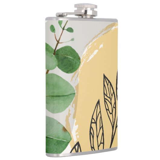 Botanisch Boho Groen Sinaasappel Heupfles (Rechts)